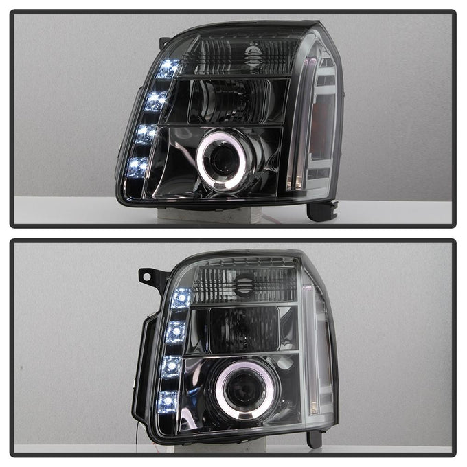 LED Halo Smoke Projector Headlights <br>07-14 GMC Yukon XL 1500 Yukon 07-13 GMC Yukon XL 2500