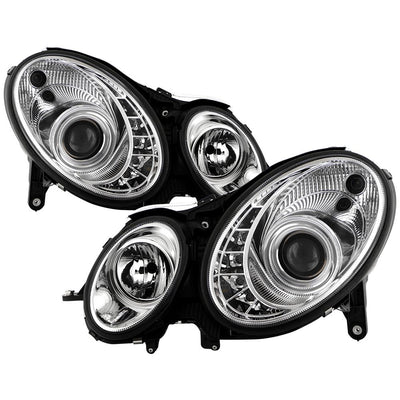 DRL Chrome Projector Headlights <br>07-09 Mercedes-Benz E63 AMG E350 E550 E320 E280 E500 08-09 E300
