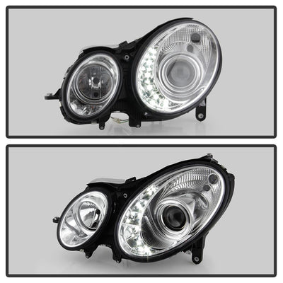 DRL Chrome Projector Headlights <br>07-09 Mercedes-Benz E63 AMG E350 E550 E320 E280 E500 08-09 E300