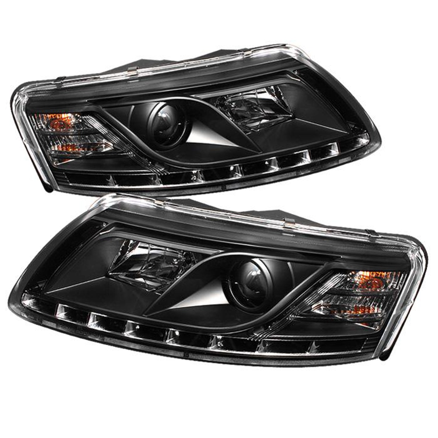 DRL Black Projector Headlights <br>05-07 Audi A6 Quattro A6