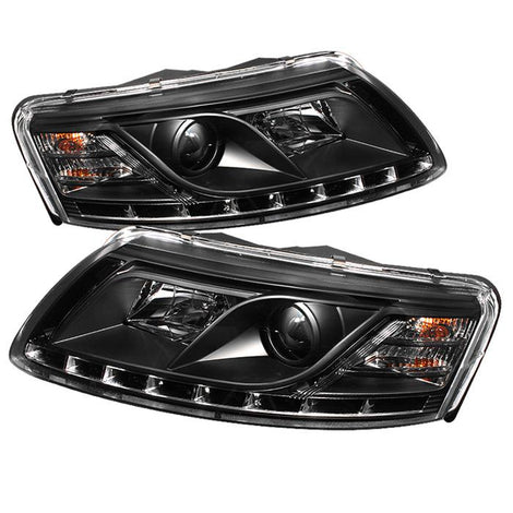 DRL Black Projector Headlights <br>05-07 Audi A6 Quattro A6