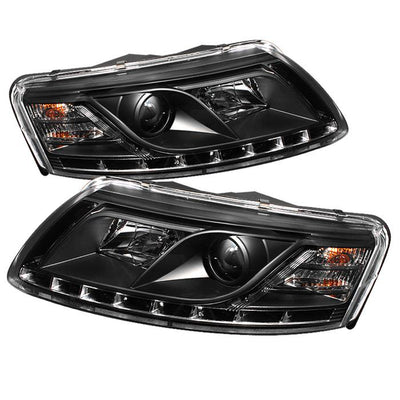 DRL Black Projector Headlights <br>05-07 Audi A6 Quattro A6