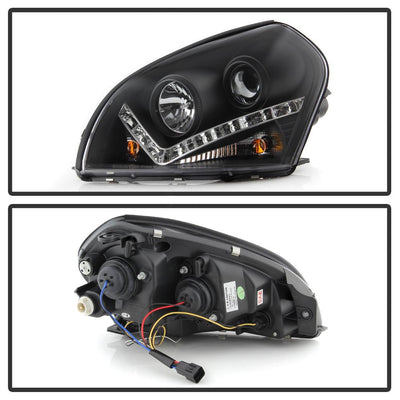 DRL Black Projector Headlights <br>05-09 Hyundai Tucson