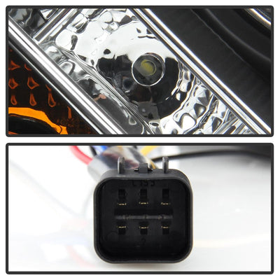 DRL Black Projector Headlights <br>05-09 Hyundai Tucson