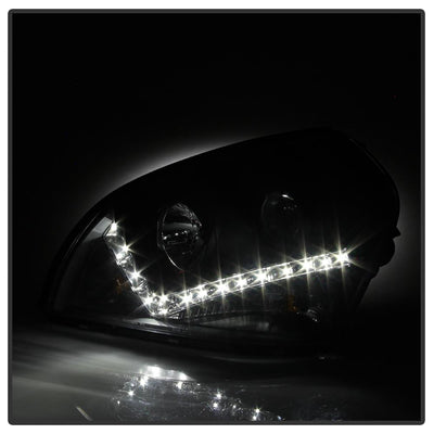 DRL Black Projector Headlights <br>05-09 Hyundai Tucson