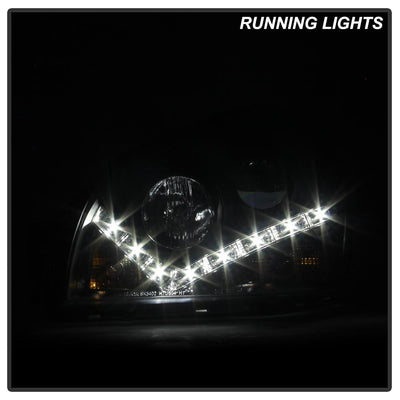 DRL Black Projector Headlights <br>05-09 Hyundai Tucson