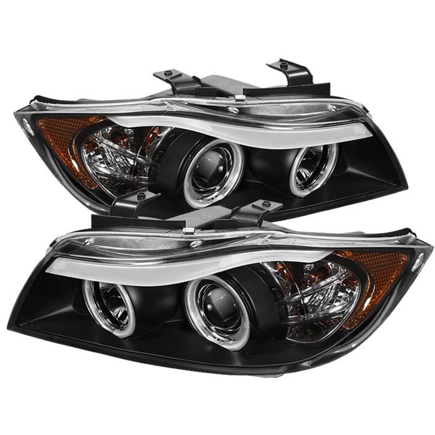 CCFL Halo Black Replaceable Eyebrow Bulb Projector Headlights <br>06-08 BMW 3-Series