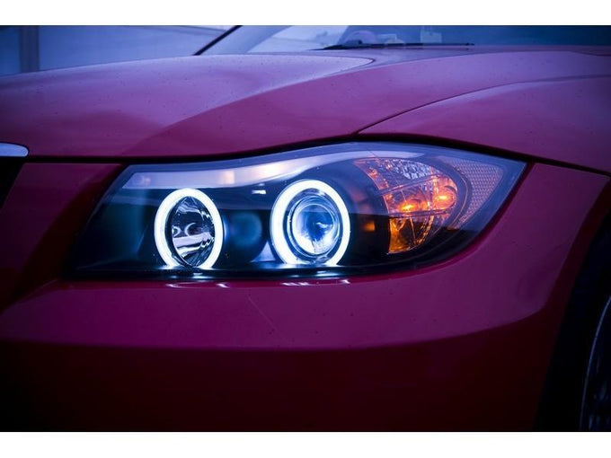 CCFL Halo Black Replaceable Eyebrow Bulb Projector Headlights <br>06-08 BMW 3-Series