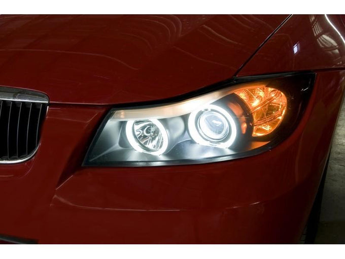 CCFL Halo Black Replaceable Eyebrow Bulb Projector Headlights <br>06-08 BMW 3-Series