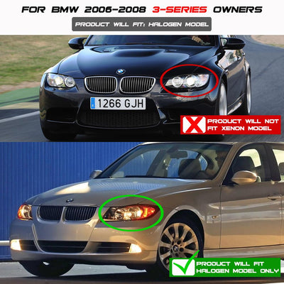 CCFL Halo Black Replaceable Eyebrow Bulb Projector Headlights <br>06-08 BMW 3-Series