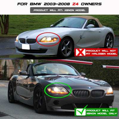 LED Halo Black Projector Headlights <br>03-08 BMW Z4