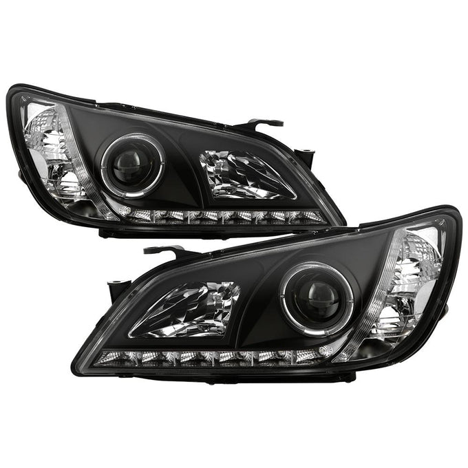 LED Halo Black DRL Projector Headlights <br>01-05 Lexus IS300