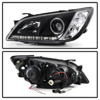 LED Halo Black DRL Projector Headlights <br>01-05 Lexus IS300