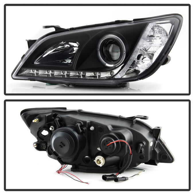 LED Halo Black DRL Projector Headlights <br>01-05 Lexus IS300
