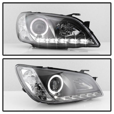 LED Halo Black DRL Projector Headlights <br>01-05 Lexus IS300