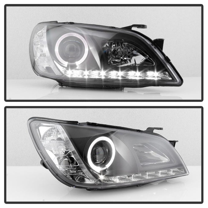 LED Halo Black DRL Projector Headlights <br>01-05 Lexus IS300