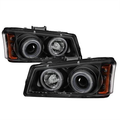 CCFL Halo Black Projector Headlights <br>02-06 Chevy Avalanche, Silverado 1500