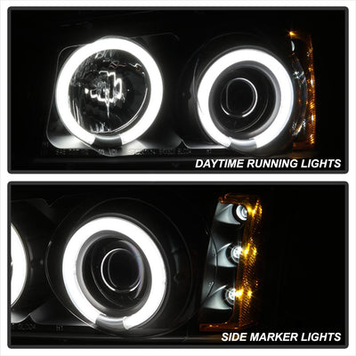 CCFL Halo Black Projector Headlights <br>02-06 Chevy Avalanche, Silverado 1500