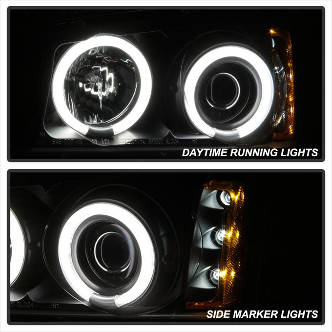CCFL Halo Black Projector Headlights <br>02-06 Chevy Avalanche, Silverado 1500
