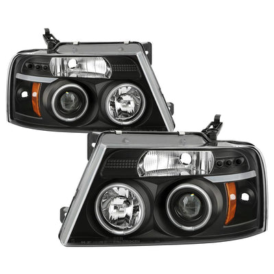 Version 2 Black CCFL Halo Projector Headlights <br>04-08 Ford F-150