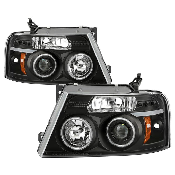 Version 2 Black CCFL Halo Projector Headlights <br>04-08 Ford F-150