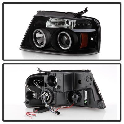 Version 2 Black CCFL Halo Projector Headlights <br>04-08 Ford F-150
