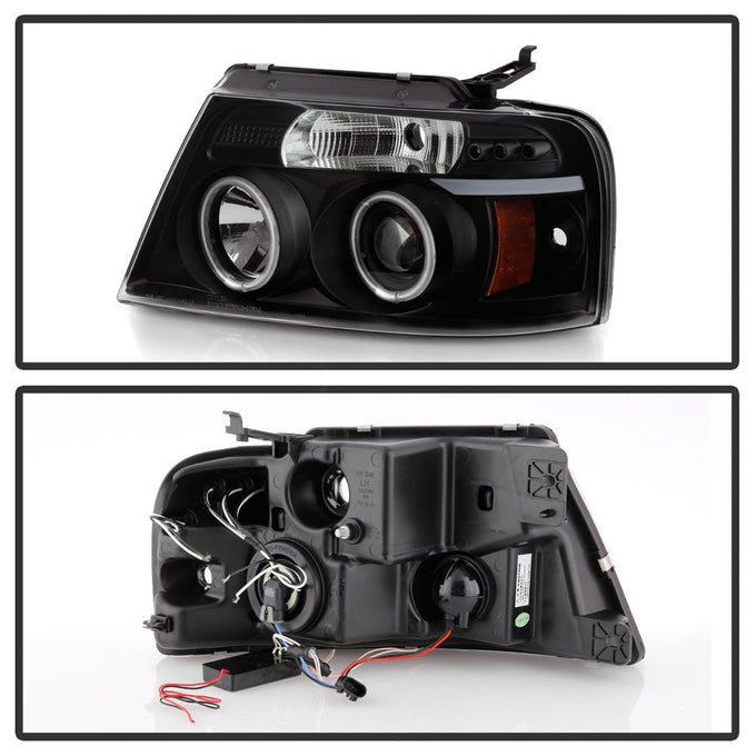 Version 2 Black CCFL Halo Projector Headlights <br>04-08 Ford F-150