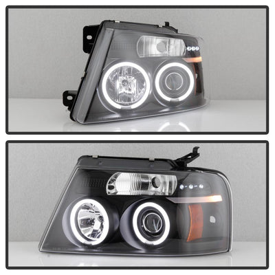Version 2 Black CCFL Halo Projector Headlights <br>04-08 Ford F-150