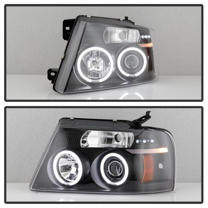 Version 2 Black CCFL Halo Projector Headlights <br>04-08 Ford F-150