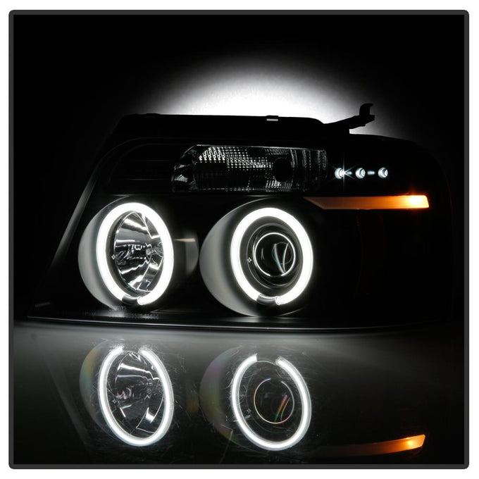 Version 2 Black CCFL Halo Projector Headlights <br>04-08 Ford F-150