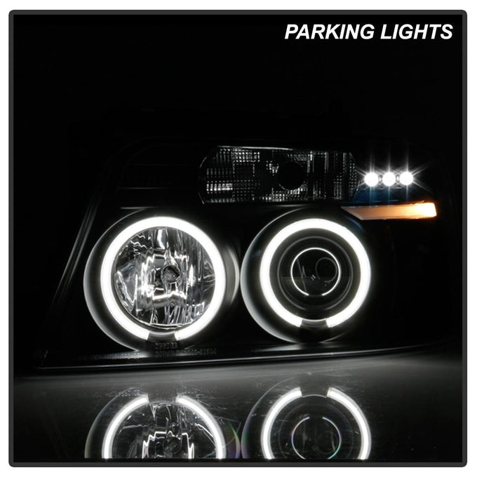 Version 2 Black CCFL Halo Projector Headlights <br>04-08 Ford F-150