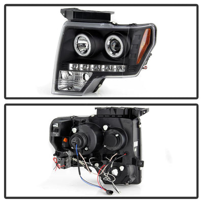 CCFL Halo Black Projector Headlights <br>09-14 Ford F-150