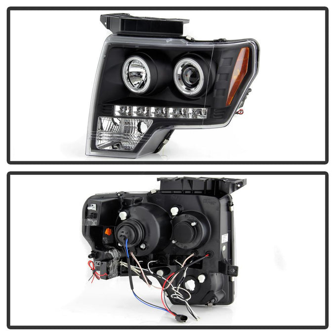 CCFL Halo Black Projector Headlights <br>09-14 Ford F-150
