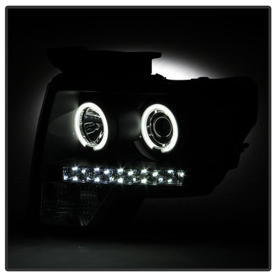 CCFL Halo Black Projector Headlights <br>09-14 Ford F-150