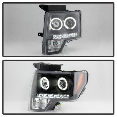 CCFL Halo Black Projector Headlights <br>09-14 Ford F-150