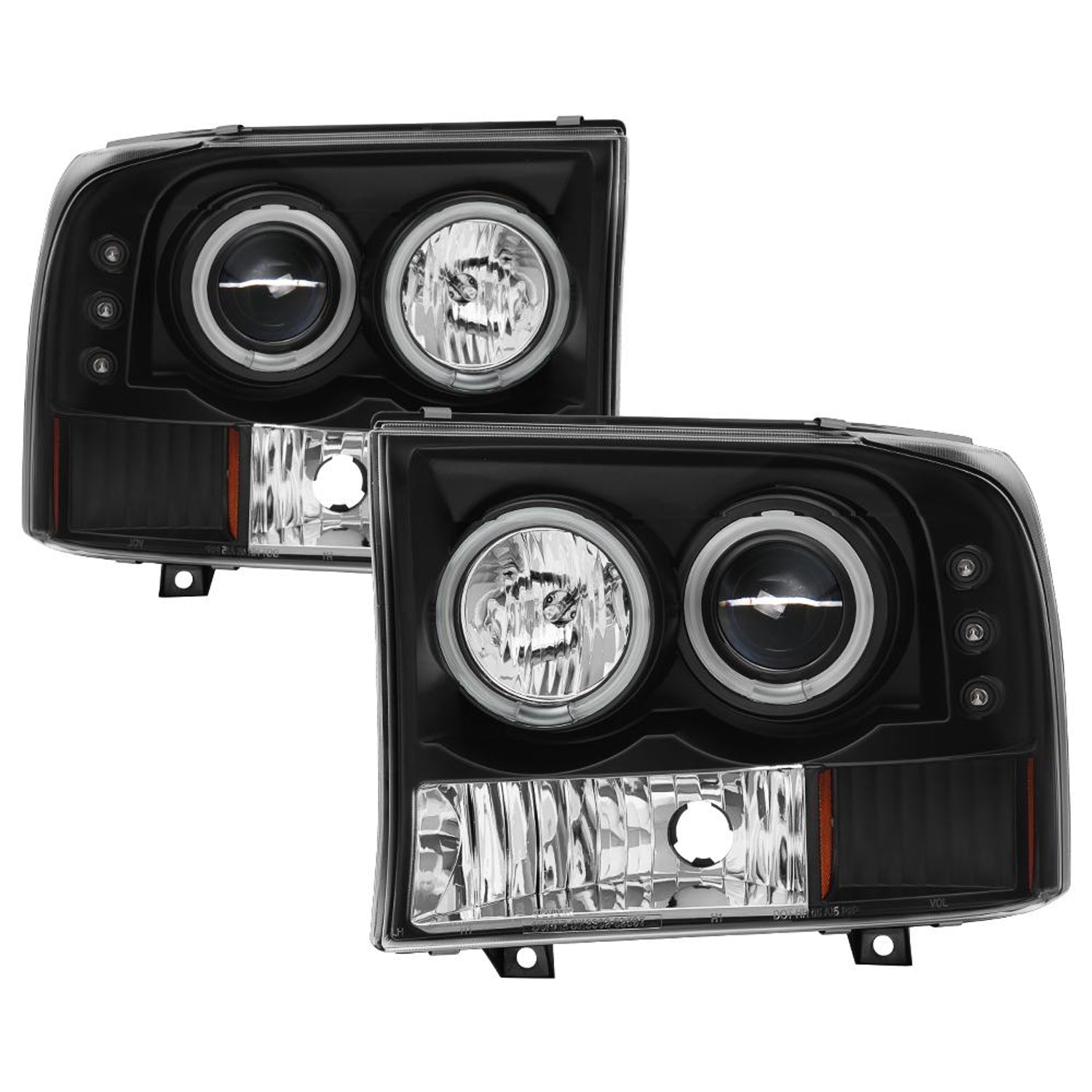 Version 2 Black CCFL Halo Projector Headlights <br>99-04 Ford F-250 Super Duty 00-04 Ford Excursion