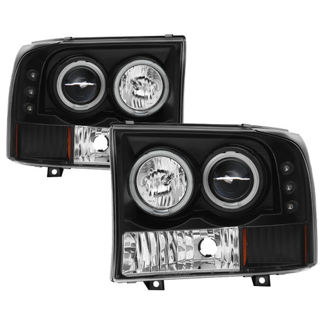 Version 2 Black CCFL Halo Projector Headlights <br>99-04 Ford F-250 Super Duty 00-04 Ford Excursion