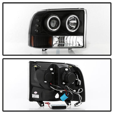 Version 2 Black CCFL Halo Projector Headlights <br>99-04 Ford F-250 Super Duty 00-04 Ford Excursion