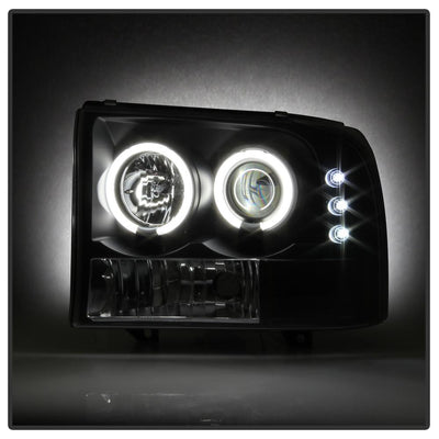 Version 2 Black CCFL Halo Projector Headlights <br>99-04 Ford F-250 Super Duty 00-04 Ford Excursion