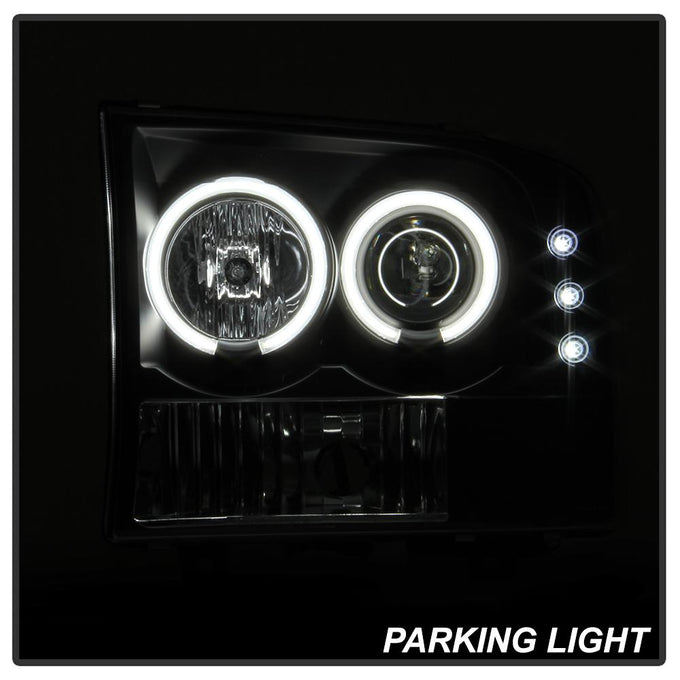 Version 2 Black CCFL Halo Projector Headlights <br>99-04 Ford F-250 Super Duty 00-04 Ford Excursion