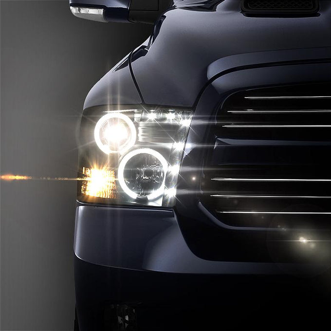 CCFL Halo Black Projector Headlights <br>09-18 Ram 1500 2500 3500