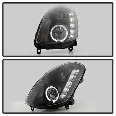 LED Halo Black DRL Projector Headlights <br>03-04 INFINITI G35