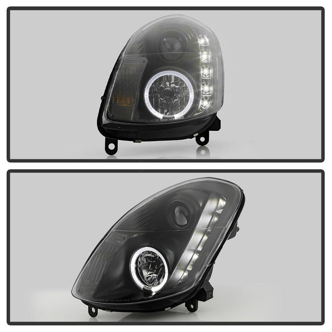 LED Halo Black DRL Projector Headlights <br>03-04 INFINITI G35