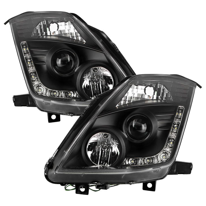 DRL Black Projector Headlights <br>03-05 Nissan 350Z