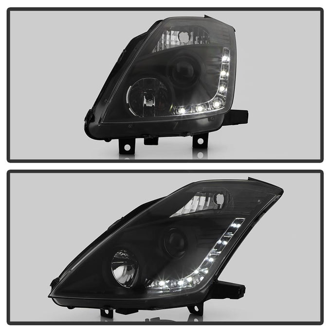 DRL Black Projector Headlights <br>03-05 Nissan 350Z
