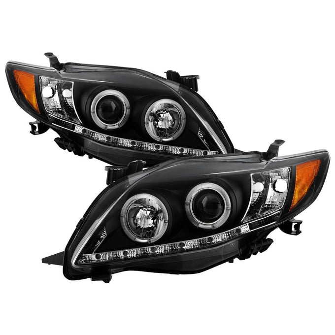 LED Halo Black DRL Projector Headlights <br>09-10 Toyota Corolla