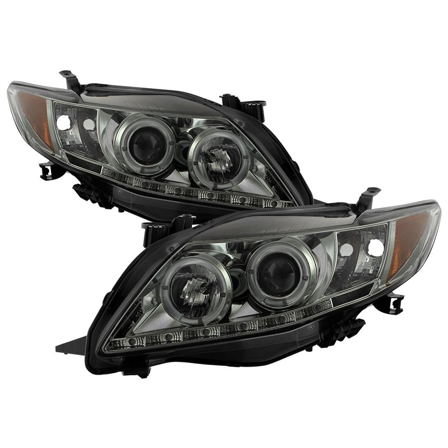 LED Halo Smoke DRL Projector Headlights <br>09-10 Toyota Corolla