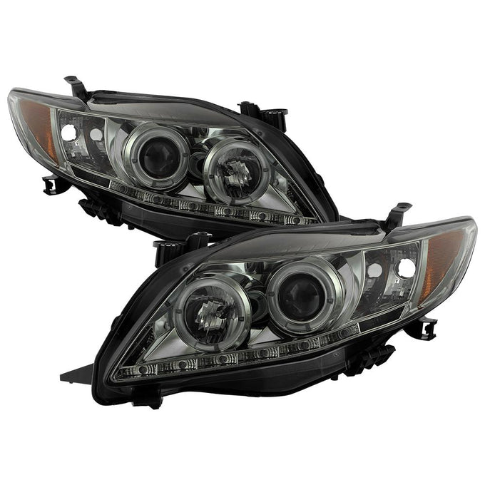 LED Halo Smoke DRL Projector Headlights <br>09-10 Toyota Corolla