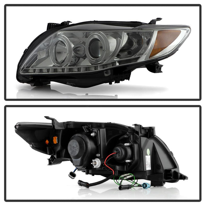 LED Halo Smoke DRL Projector Headlights <br>09-10 Toyota Corolla
