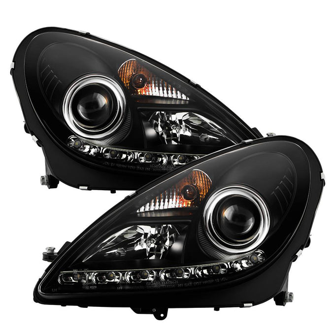 DRL Black Projector Headlights <br>05-10 Mercedes-Benz SLK350 SLK55 AMG SLK200